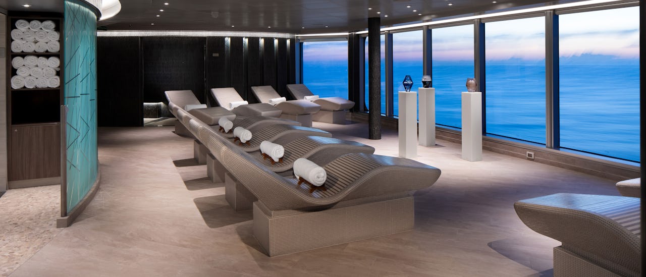 Thermal beds in the spa area