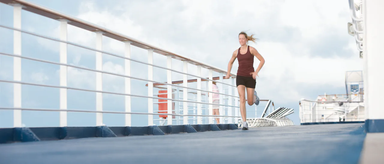Run through warm breezes on the pool deck