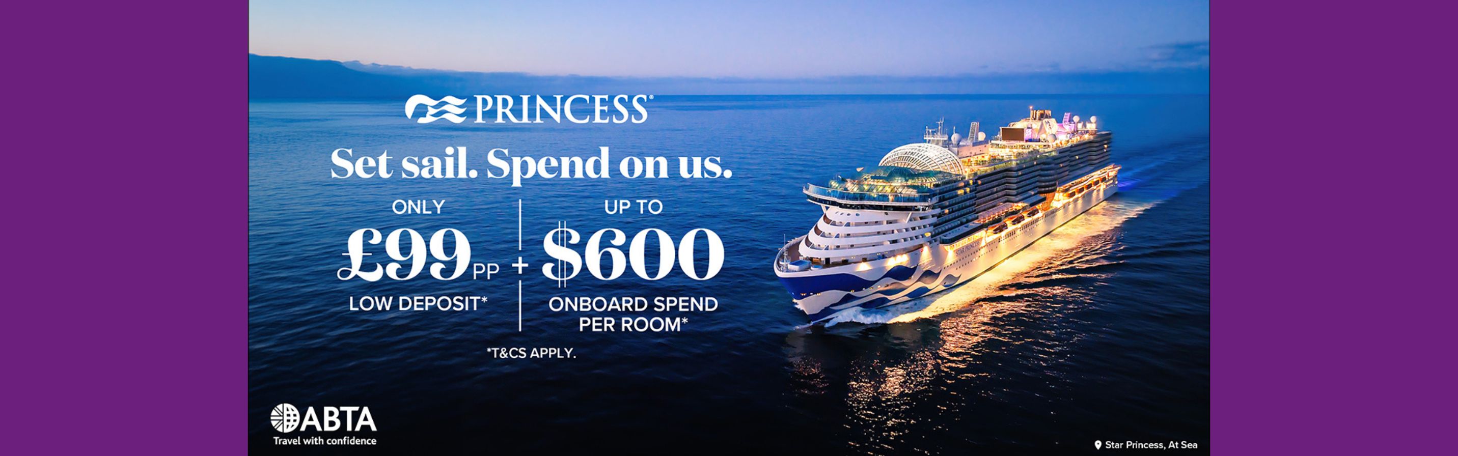 Your next great adventure just got better value. Princess Cruises' Summer Sale is here, offering up to $600 Onboard Credit per stateroom on selected 2027 and 2028 cruise holidays. Grab your deal online with a low deposit of only £99pp when you book by August 31st. Don't miss out!
